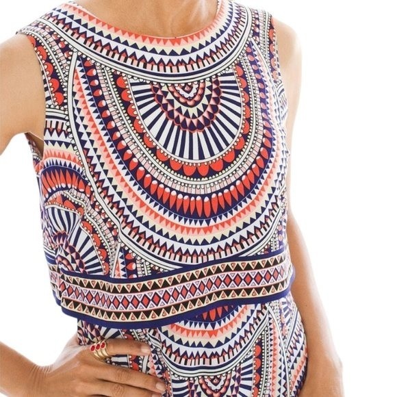 Chico's Size 4 Multicolor Sleeveless Sheath Tribal Disc Dress - Picture 4 of 9